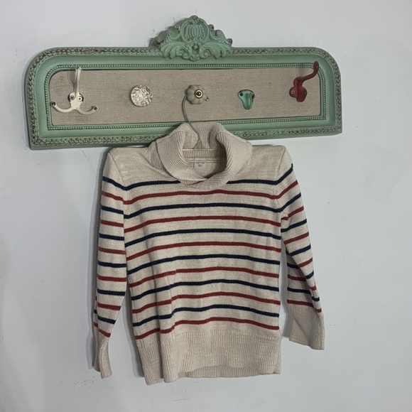 Crewcuts knit Striped oatmeal preppy collar pullover sweater size 4-5 - Picture 9 of 9